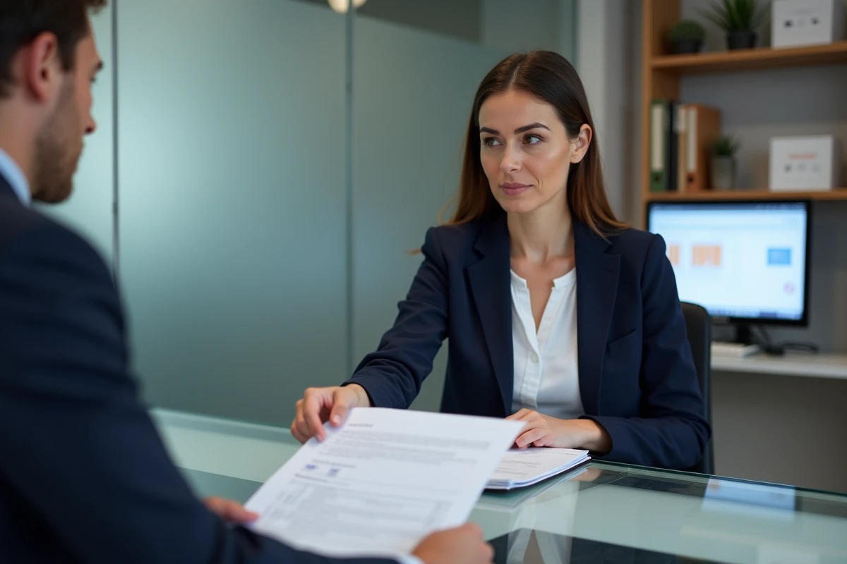 Femme consultant un conseiller fiscal au sujet du formulaire H1 modèle 6650 dans un bureau professionnel