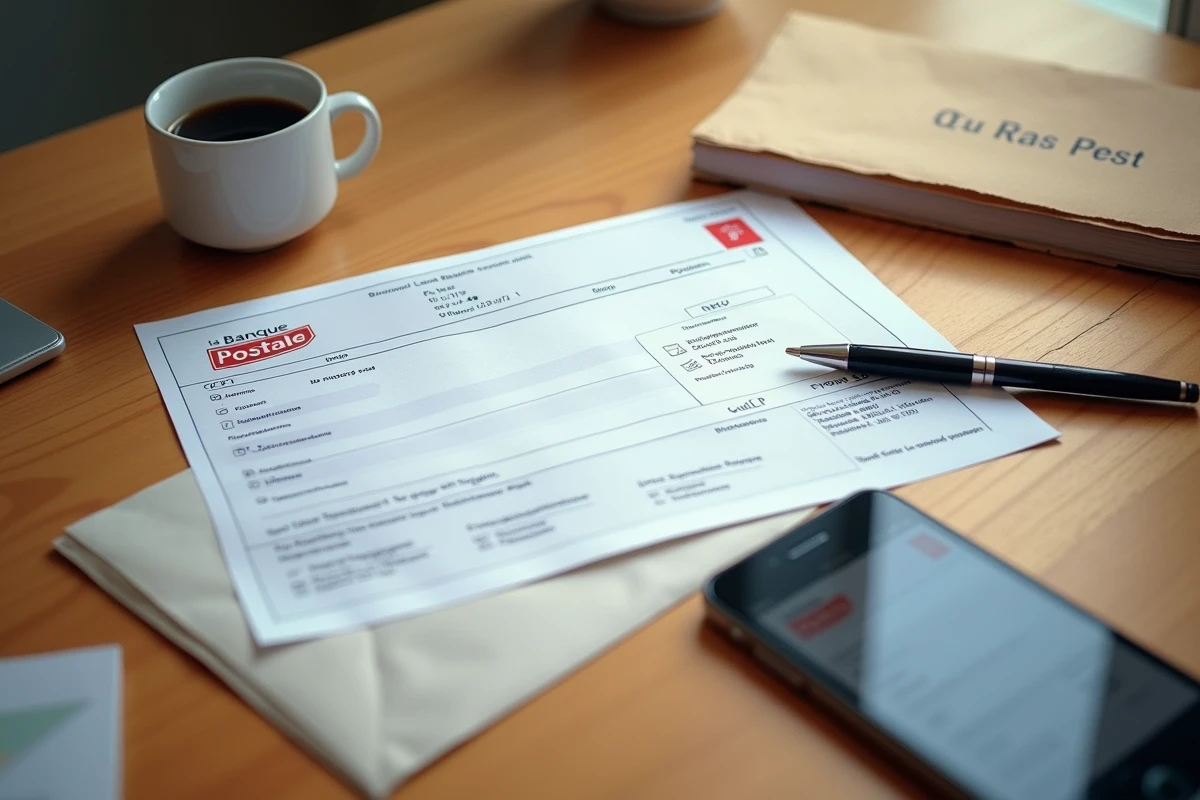 Documents bancaires CCP La Banque Postale avec enveloppe adressée au Centre Financier de La Source Orléans