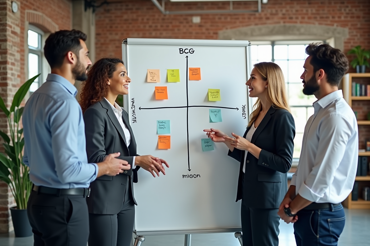 Groupe de professionnels discutant autour d