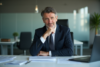 Homme d affaires en réflexion dans un bureau moderne