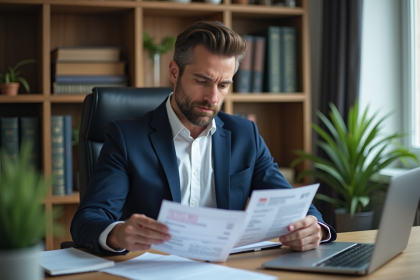 Homme d'affaires en costume dans un bureau moderne